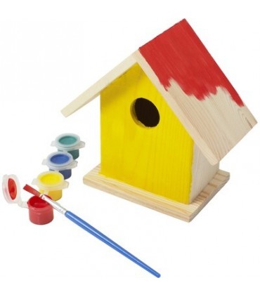 Birdhouse painting set, including 4 paints and brush